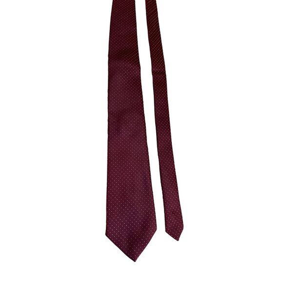 Vintage McCalls By Damon Mens Silk Tie Burgundy Polka Dot Dad Gift Corpcore - Picture 1 of 4